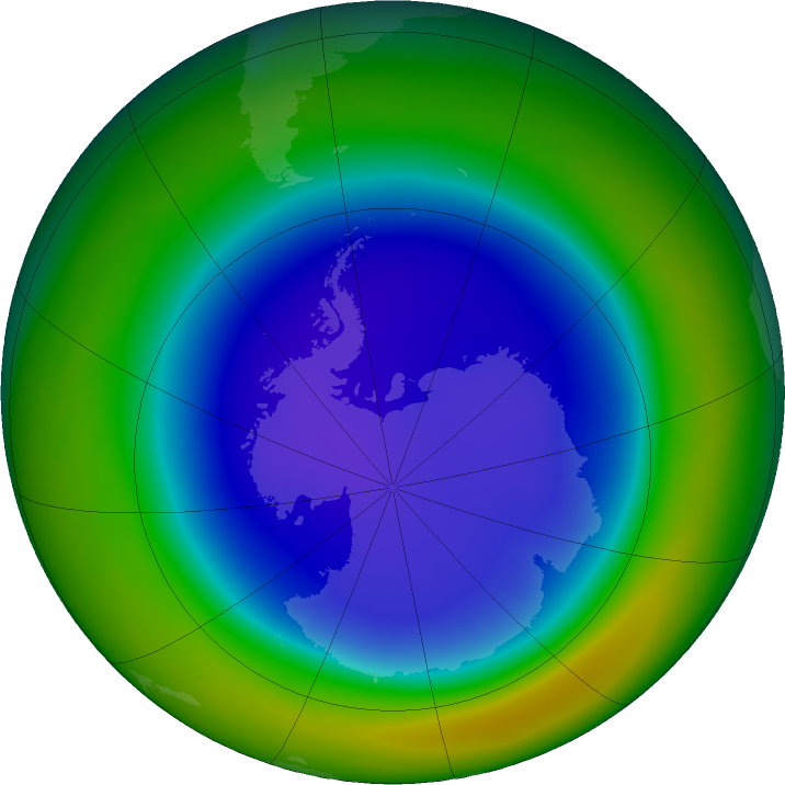 Antarctic ozone map for September 2023